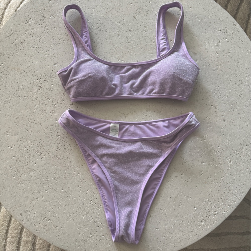 Aerie purple shimmer bikini - NWOT